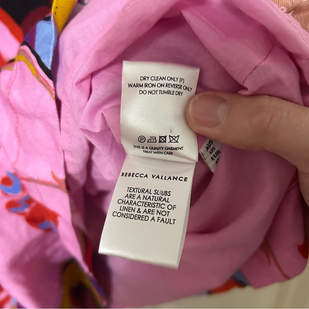 REBECCA VALLANCE Positano Tie-front Printed Linenblend Mini Dress in Pink Size 4 - Picture 13 of 13